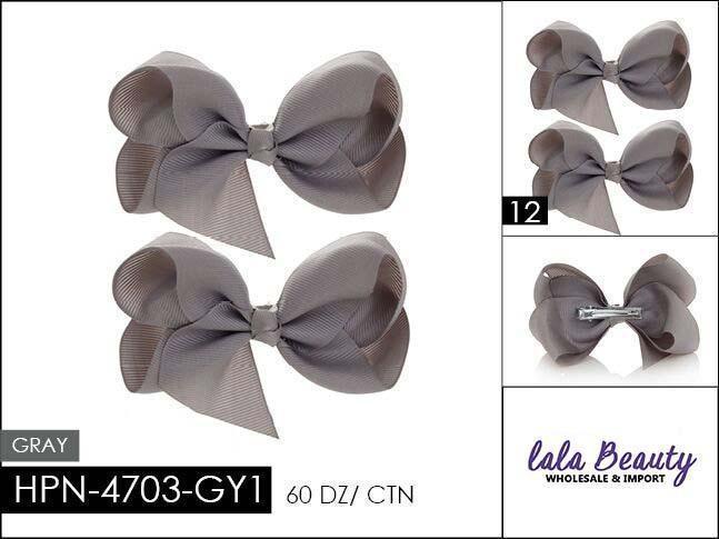 Small Hair Bow #HPN4703-GY1 Gray (2 Dozen)