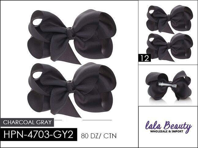 Small Hair Bow #HPN4703-GY2 Charcoal Gray (2 Dozen)