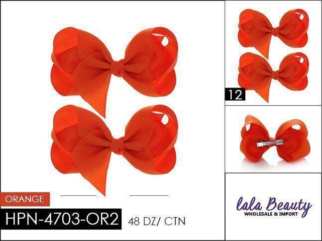 Small Hair Bow #HPN4703-OR2 Orange (2 Dozen)