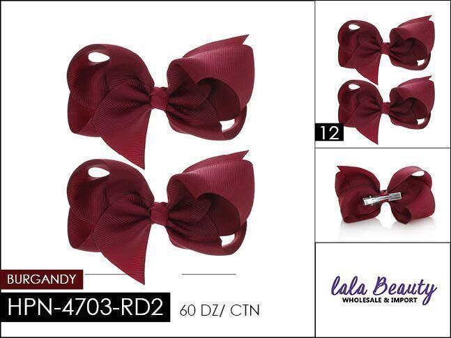 Small Hair Bow #HPN4703-RD2 Burgundy (2 Dozen)
