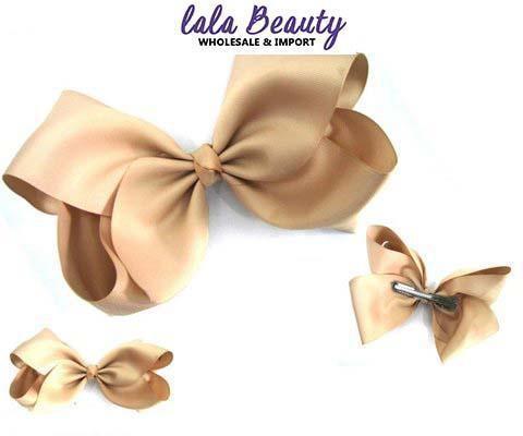 Texas Size Jumbo Hair Bow Khaki (Dozen)