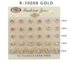 #R30008GOLD Assorted Sized Stud Earrings 4-4-4-5-6mm (12PC)