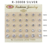 #R30008SILVER Assorted Sized Stud Earrings 4-4-4-5-6mm (12PC)