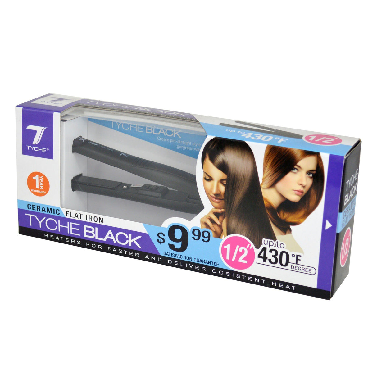 Tyche 0.5 Black Ceramic Flat Iron #TB050
