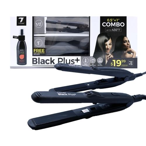 Tyche Black Ceramic Flat Iron 1" and 1/2" Combo #TB200 (2PC)