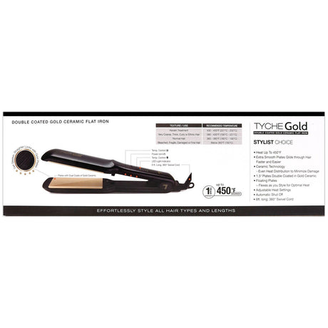 Tyche 1.25" Gold Coated Ceramic Flat Iron #TG125 (PC)