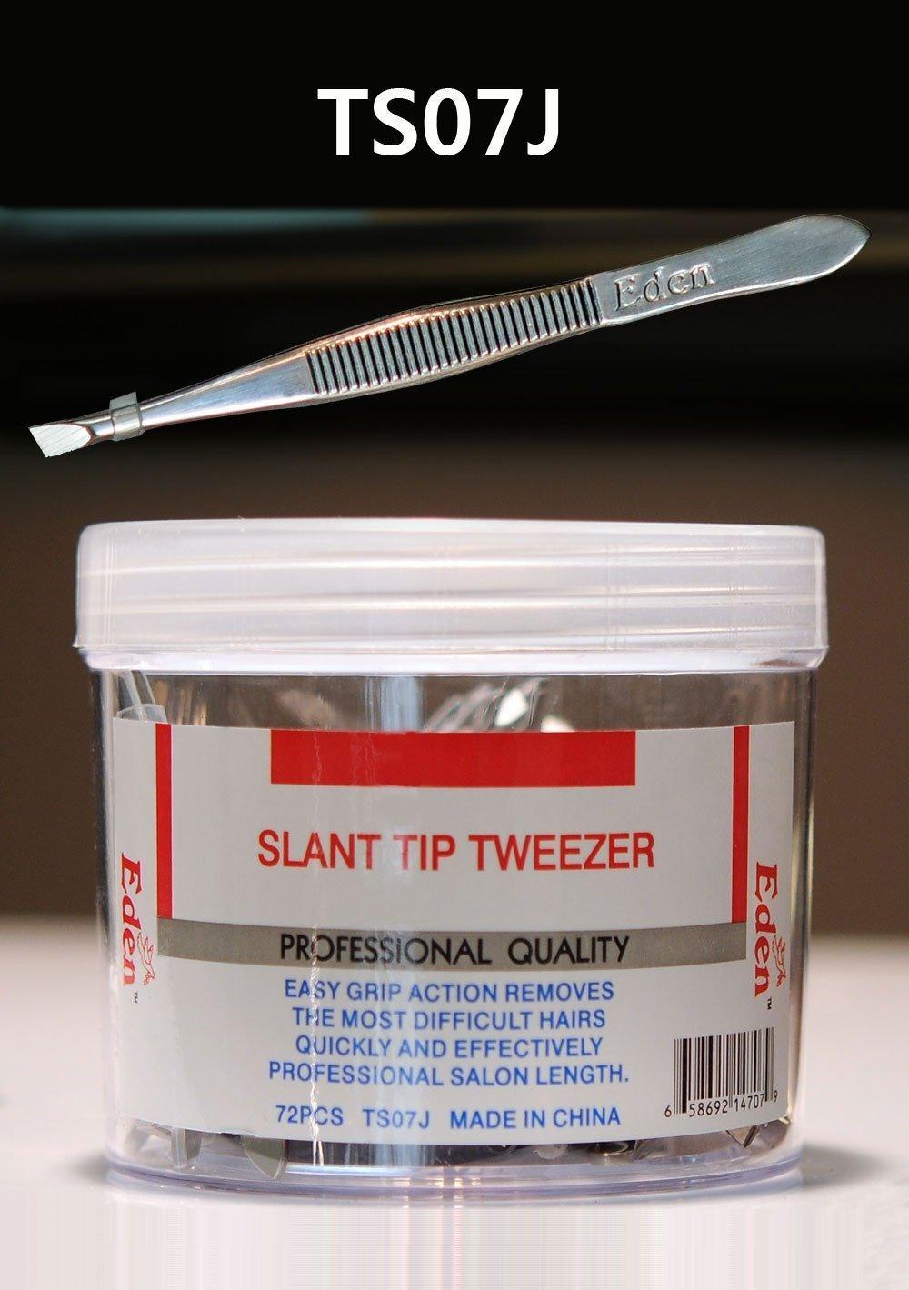 #Ts07J Eden Stainless Slant Tweezer 72Pc (Jar)