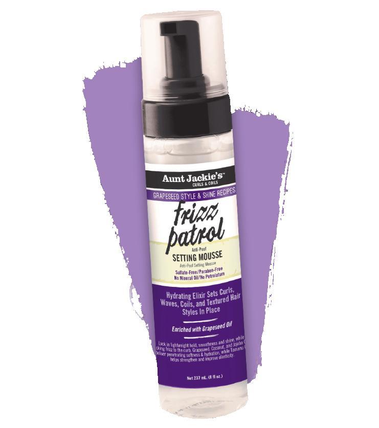 Aunt Jackies Grapeseed Frizz Patrol Anti-Poof Twist & Curl Setting Mousse 8.5oz (PC)