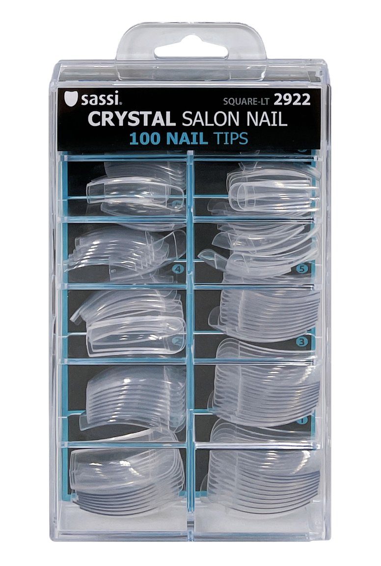 Sassi Crystal 100 Large Square Salon Nail Tips #2922 (PC)
