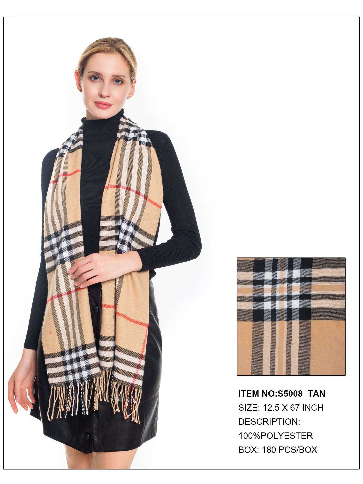 Long Scarf #S5008 Tan (PC)