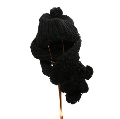 Knitted Pom Pom Beanie / Scarf Set #AACG0433 (PC)