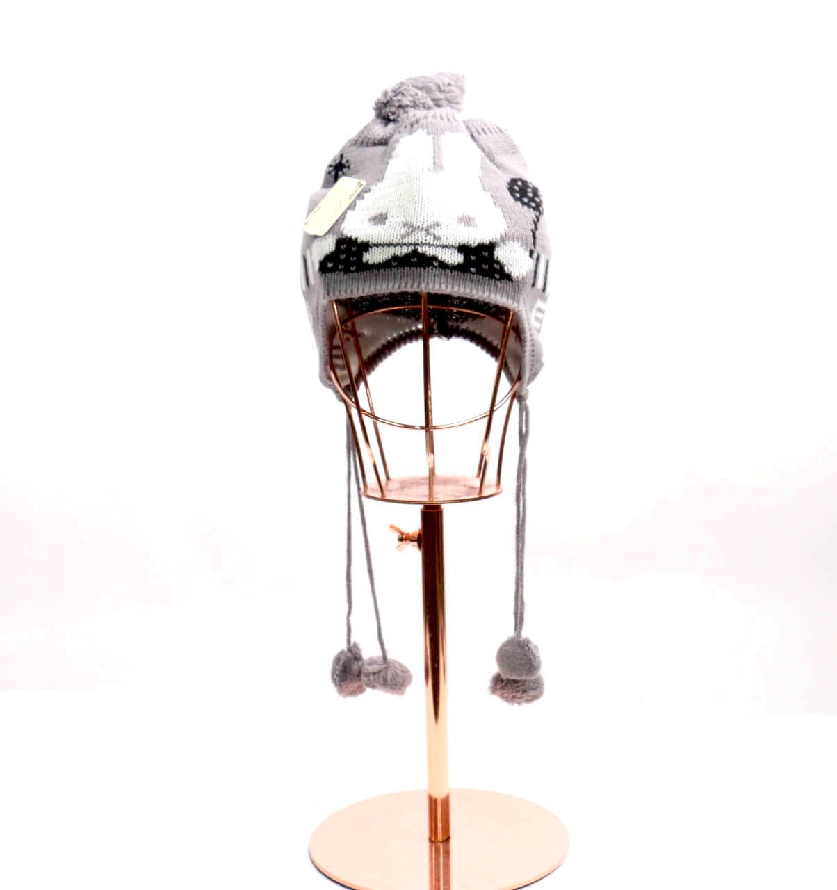 Kids Bunny Pom Pom Beanie with Strap #AACG0699 (PC)