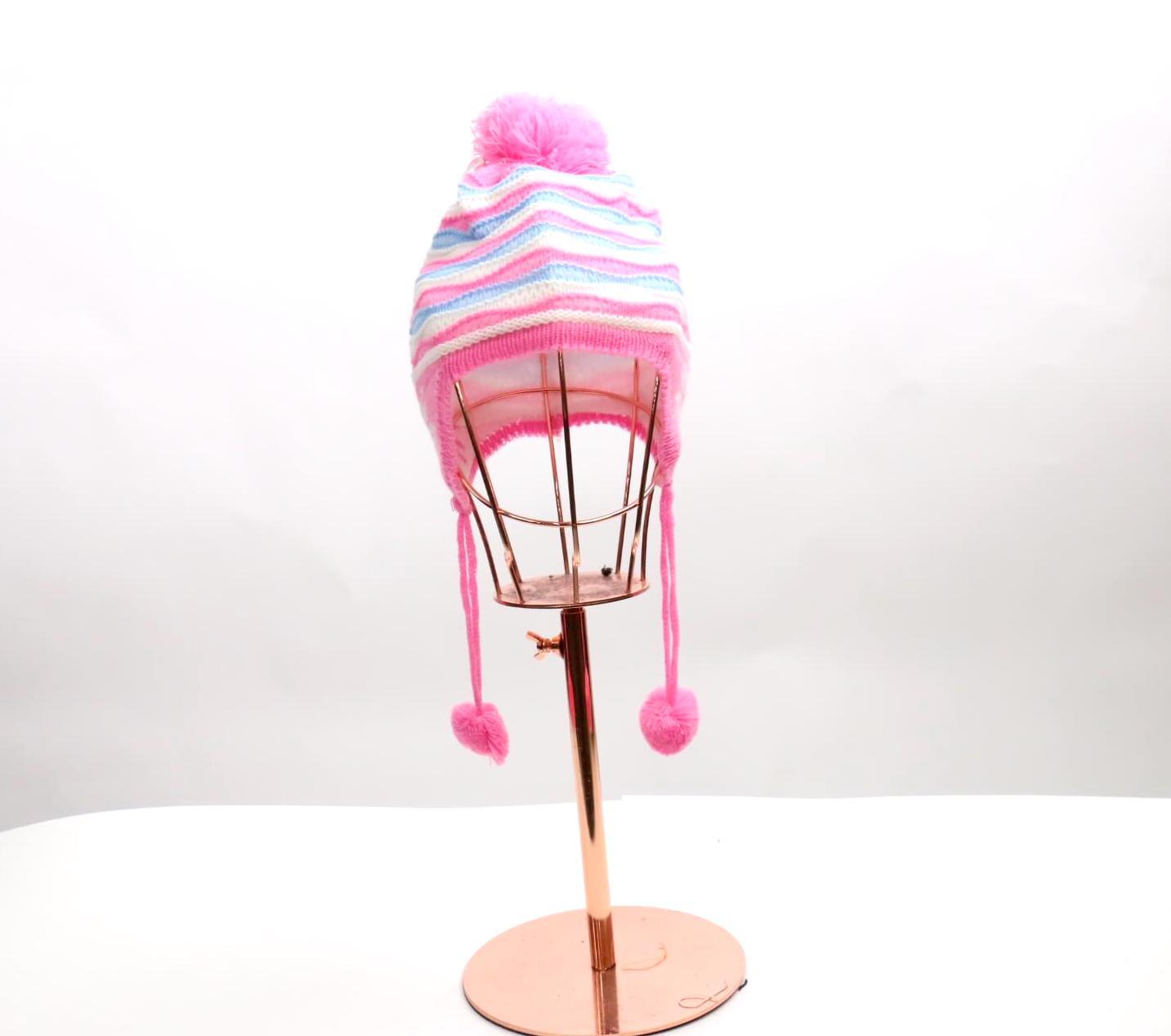 Kids Knitted Pom Pom Beanie with Strap #AACG0700 (PC)