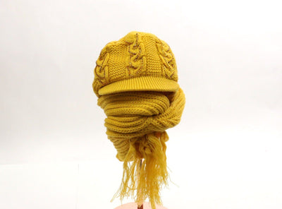 Knitted Rhinestone Visor Beanie / Scarf Set #FS214 (PC)