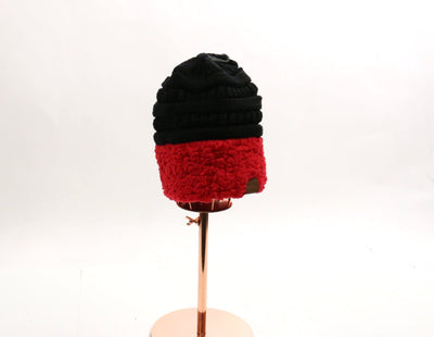 Fluffy Knitted Two-Tone Beanie #FSH40210 (PC)