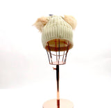 Knitted Double Pom Pom Beanie #HT1031 (PC)