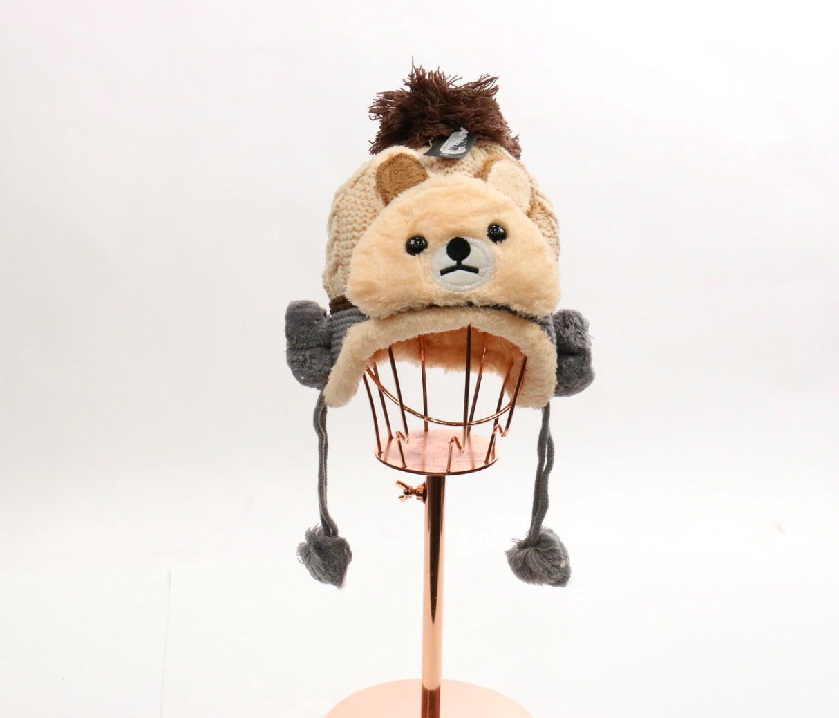 Kids Teddy Bear Pom Pom Beanie #HT713 (PC)