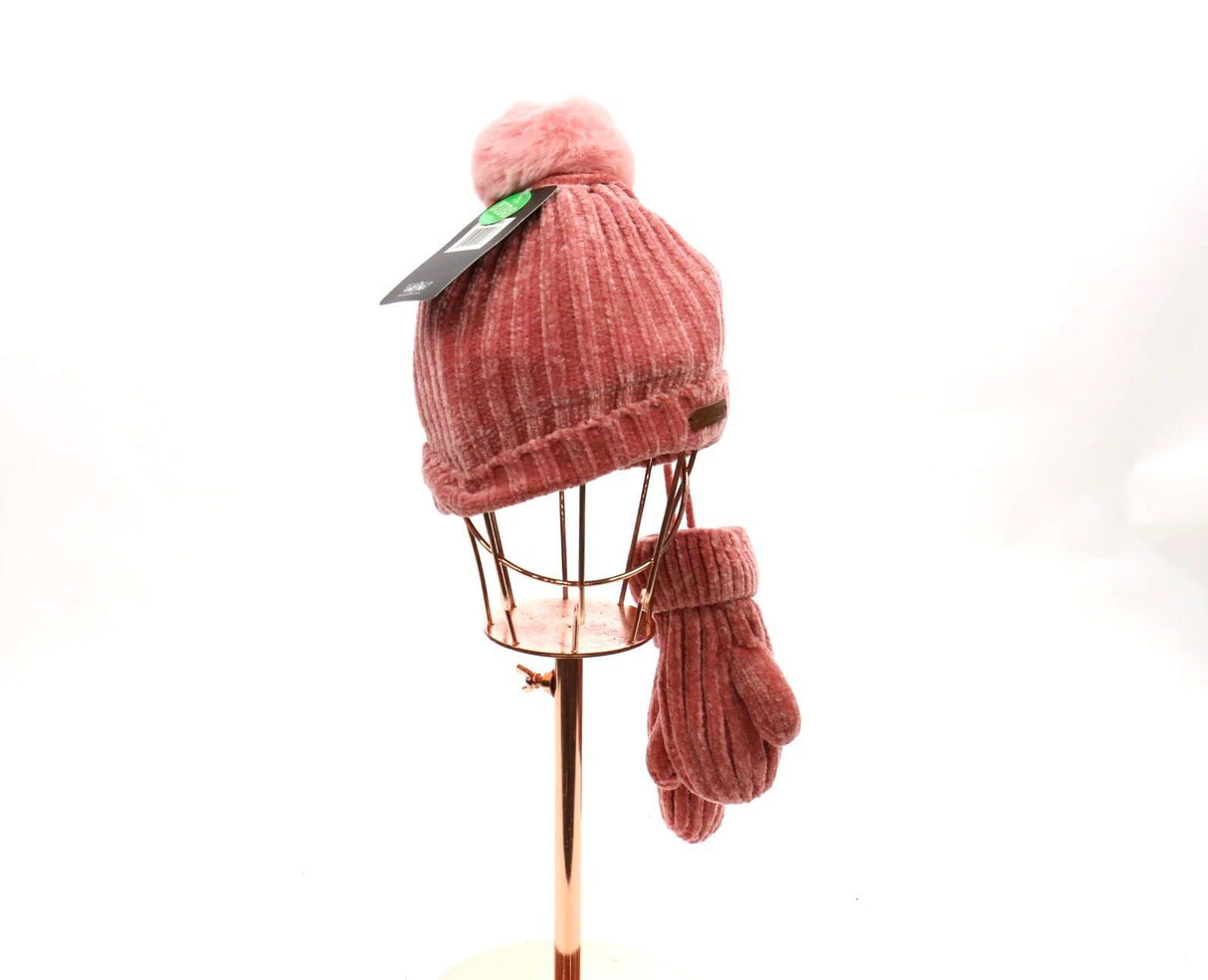 Kids Plush Pom Pom Beanie / Glove Set #KSET4061 (PC)