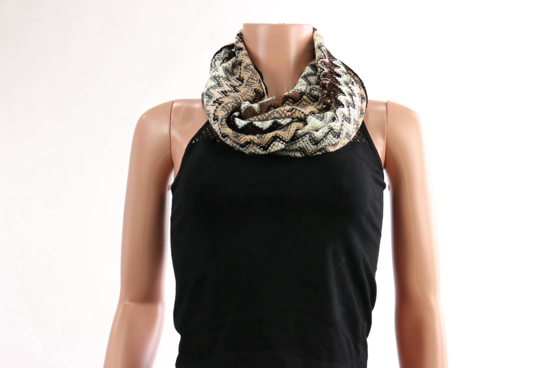 Multicolor Pattern Design Infinity Scarf / Brown #SCA3BR (PC)