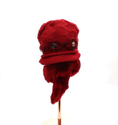 Knitted Button Beanie with Visor / Scarf Set #SSBEA1 (PC)