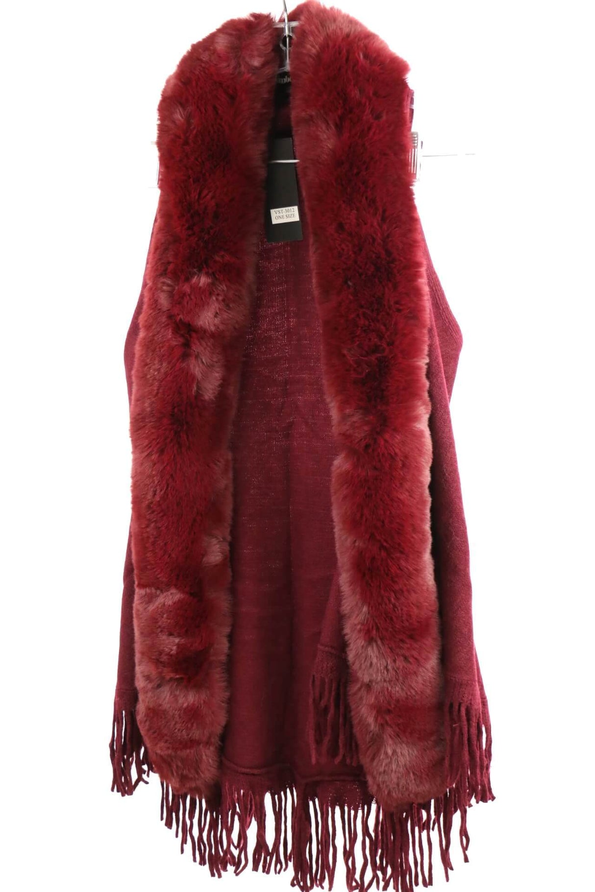 Vest Poncho with Frills and Fur Trim #VST3012 (PC)