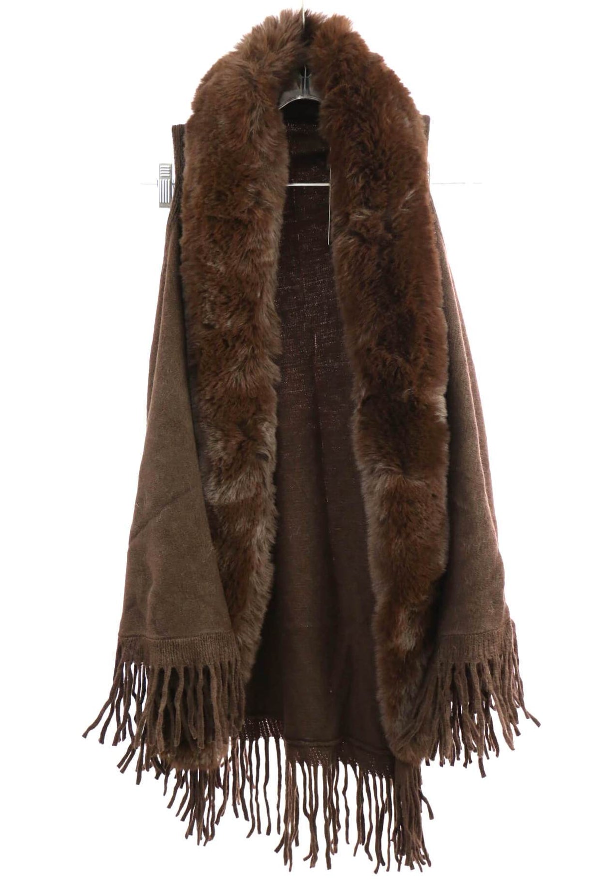 Vest Poncho with Frills and Fur Trim #VST3012 (PC)