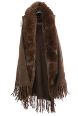 Vest Poncho with Frills and Fur Trim #VST3012 (PC)