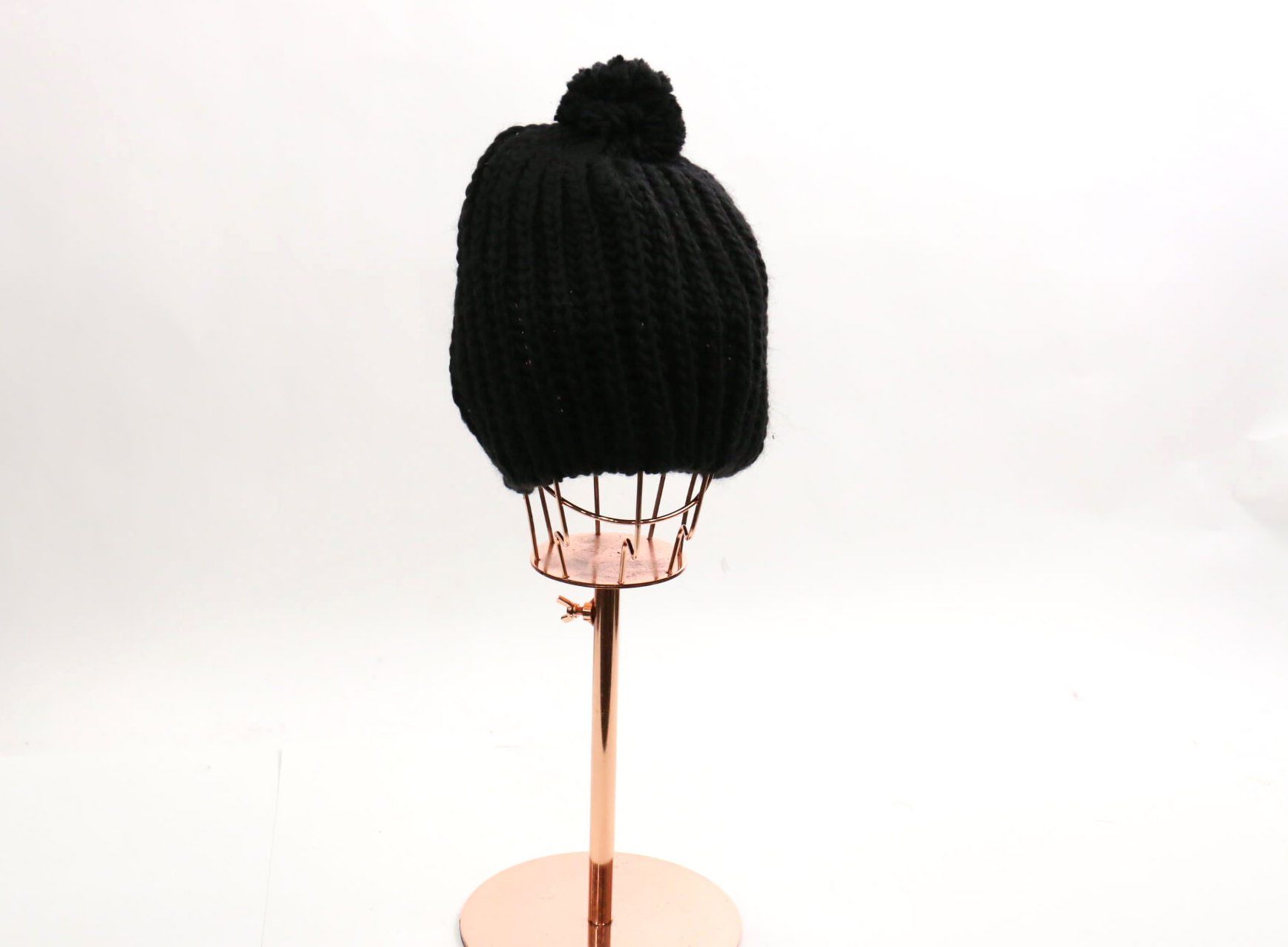 Knitted Pom Pom Beanie / Black #WHWB1 (PC)