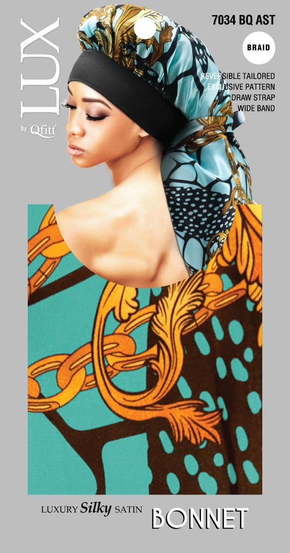 #7034 Lux Pattern Luxury Silky Satin Bonnet / Assort (6PC)