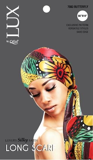 #7083 Lux Pattern Luxury Silky Satin Long Scarf - Afro / Assort (6PC)