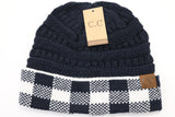 C.C. Buffalo Check Knit Beanie #HAT82 (PC)