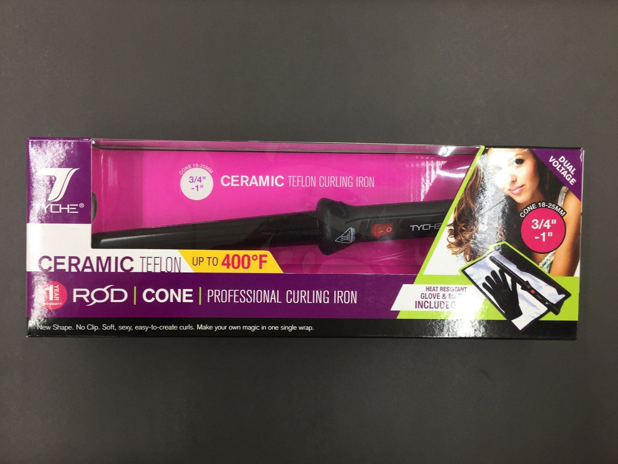 Tyche 0.75-1" Ceramic Teflon Cone Curling Iron #TCR-C