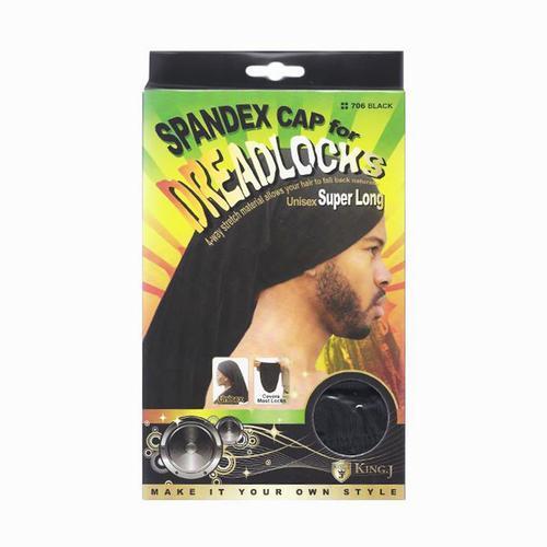 #706 Spandex Cap For Dreadlocks Super Long / Black (12PC)