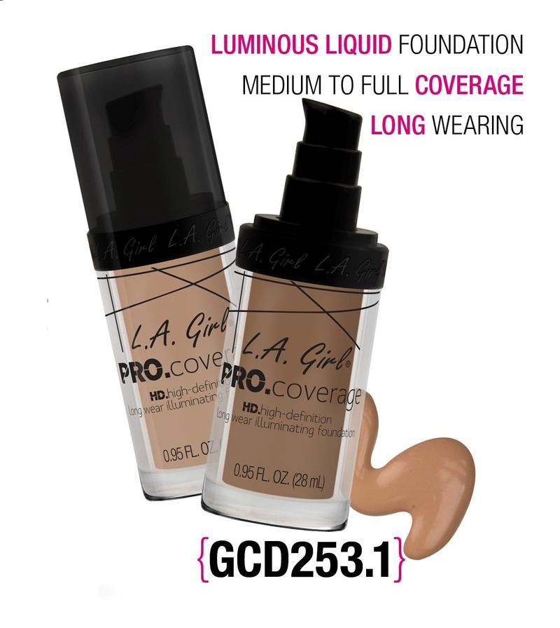 LA Girl Pro Coverage Liquid Foundation, Nude Beige, 0.95 Fl Oz