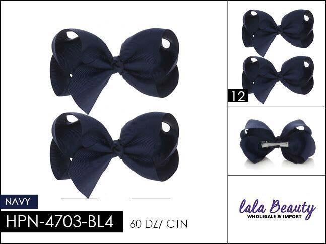 Small Hair Bow #HPN4703-BL4 Navy (2 Dozen)