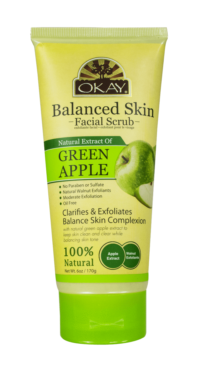 Okay Balanced Skin Facial Scrub, Green Apple
