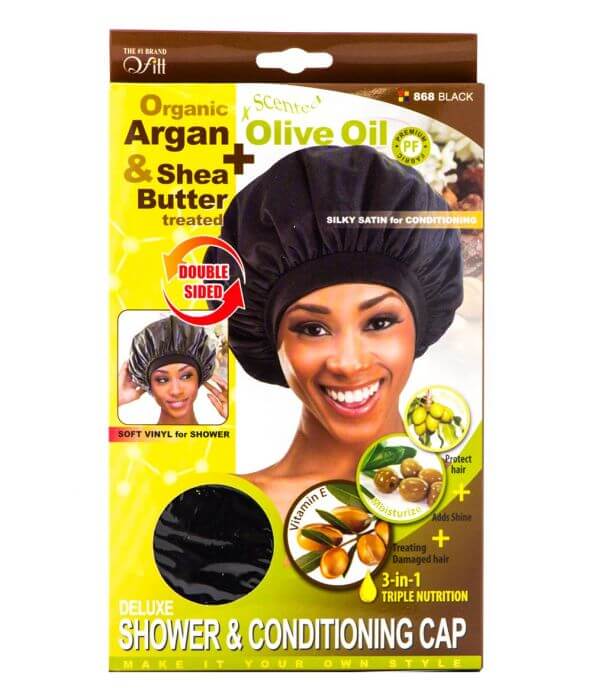 #868 Deluxe Shower & Conditioning Cap / Black (12PC)