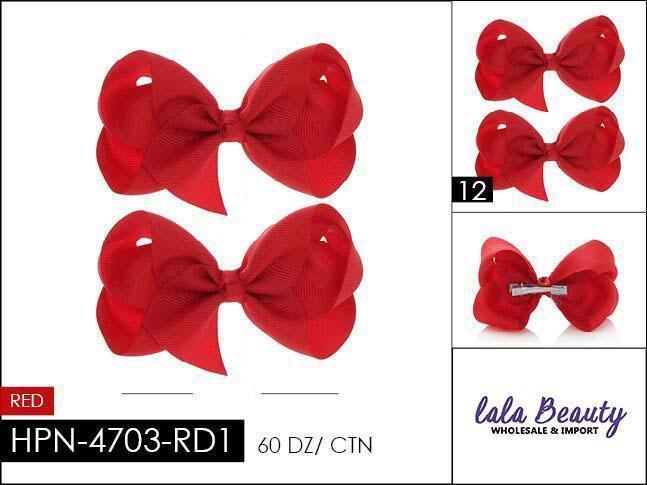 Small Hair Bow #HPN4703-RD1 Red (2 Dozen)