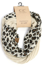 C.C. Ribbed Knit Leopard Accent Infinity Scarf #SF80 (PC)