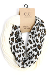 C.C. Ribbed Knit Leopard Accent Infinity Scarf #SF80 (PC)