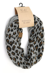 C.C. Ribbed Knit Leopard Accent Infinity Scarf #SF80 (PC)
