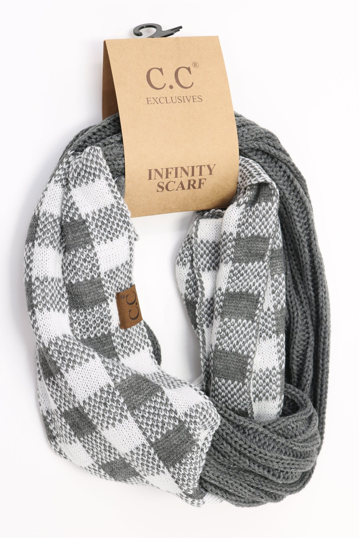 C.C. Buffalo Check Knit Infinity Scarf #SF82 (PC)