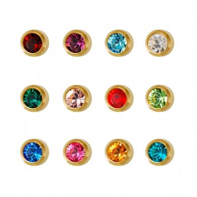 Studex Gold Plated Assorted 3MM Birthstars Crystal Studs #R213Y (12PC)