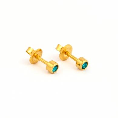 Studex Gold Plated Dec Blue Zircon 3MM Studs #R212Y (12PC)