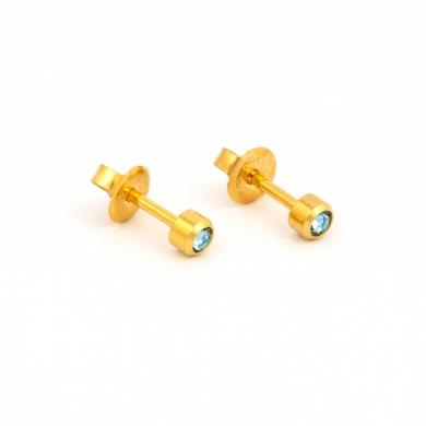 Studex Gold Plated March Aquamarine 3MM Studs #R203Y (12PC)