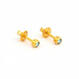 Studex Gold Plated March Aquamarine 3MM Studs #R203Y (12PC)