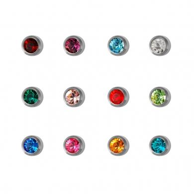 Studex Stainless Steel Assorted Birthstars Crystal Studs #M213W (12PC)