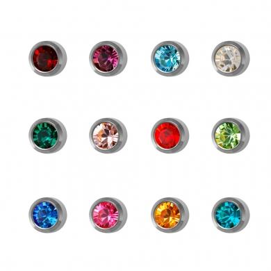 Studex Stainless Steel Assorted Birthstars Crystal Studs #M213W (12PC)
