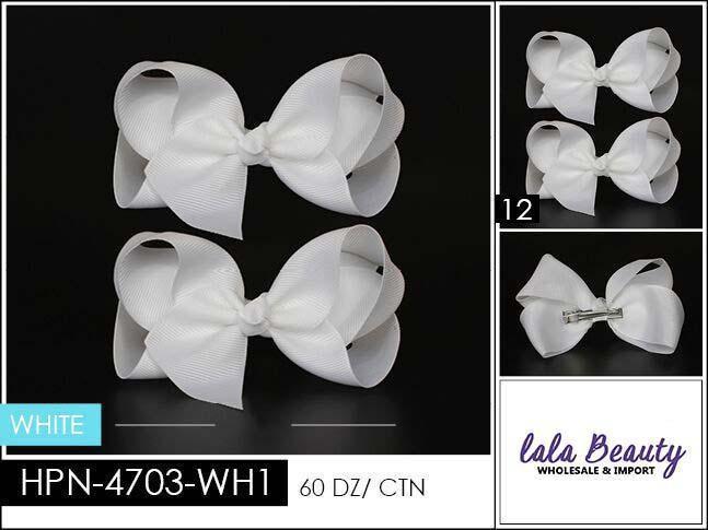 Small Hair Bow #HPN4703-WH1 White (2 Dozen)