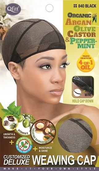 #840 Organic Customized Deluxe Weaving Cap / Black (12PC)